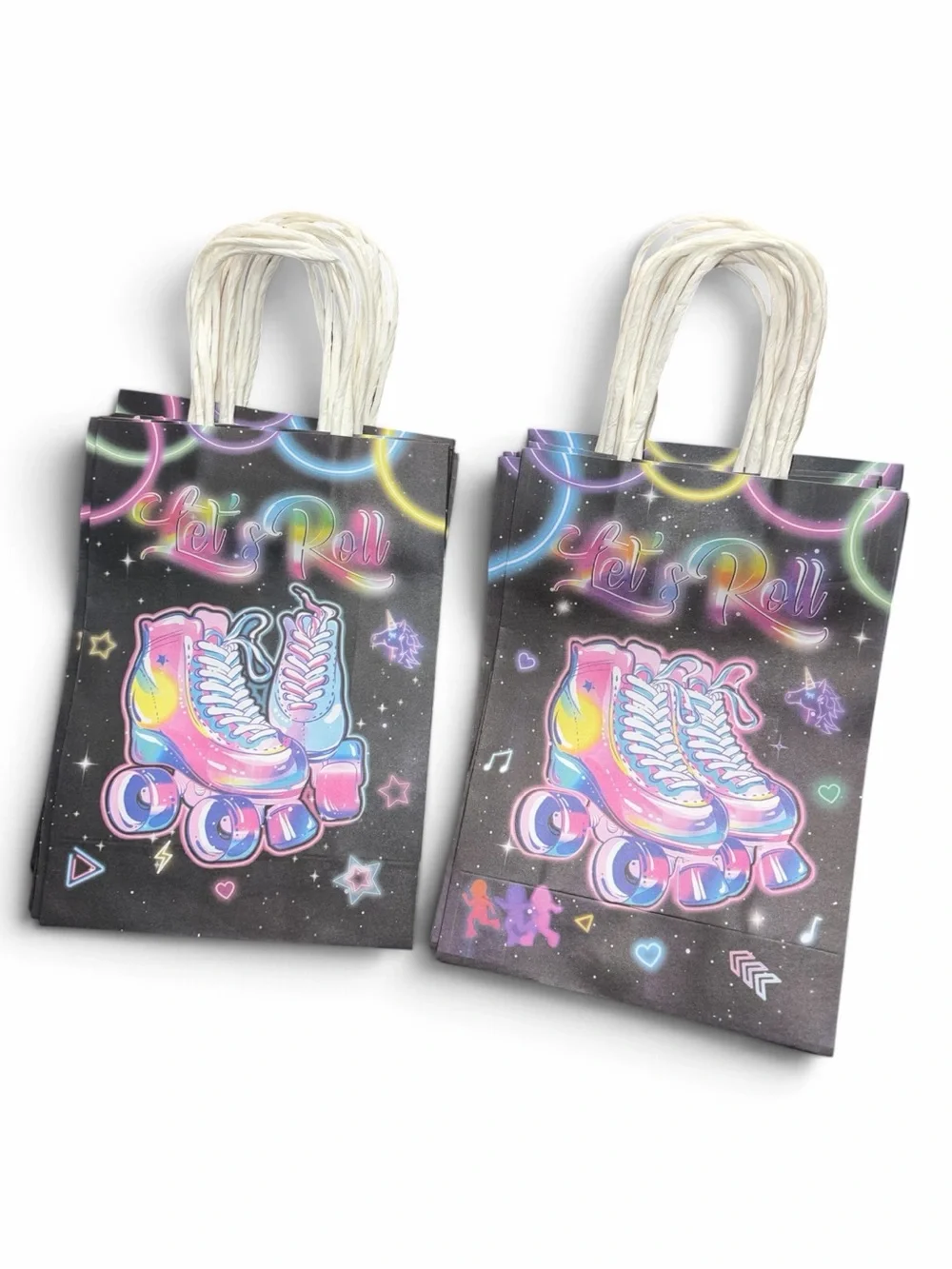 16 pack Let's Roll Rainbow Roller Skate Gift Bag - Cream Handles